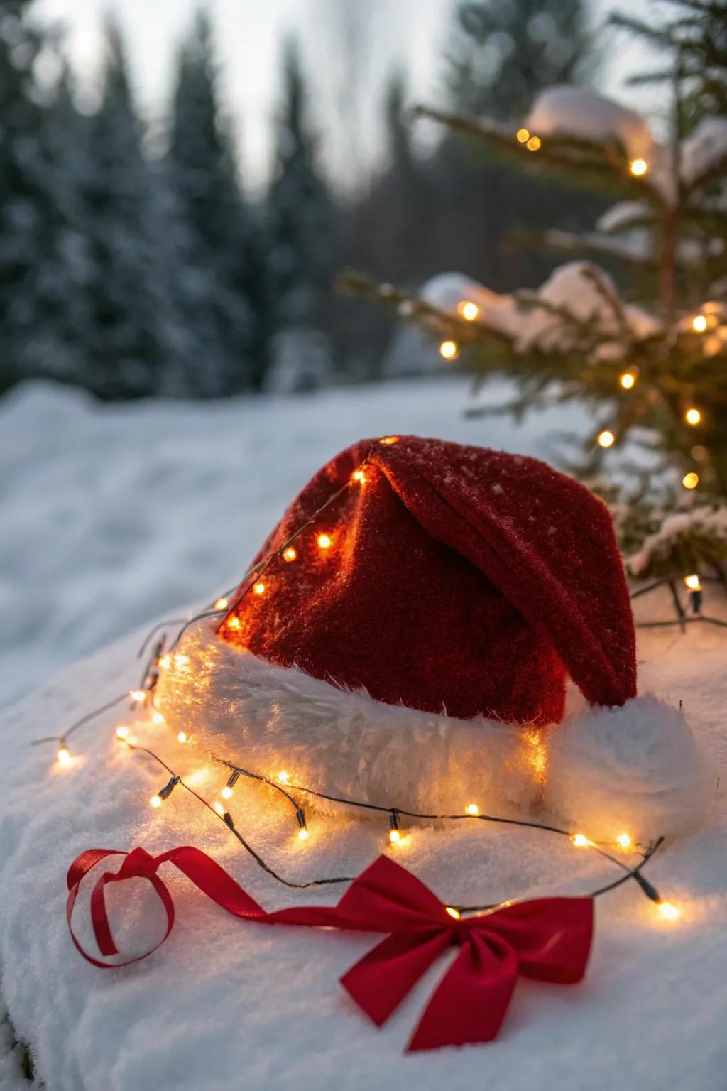 Illuminate your hat using shimmering diode lights for a magical effect.