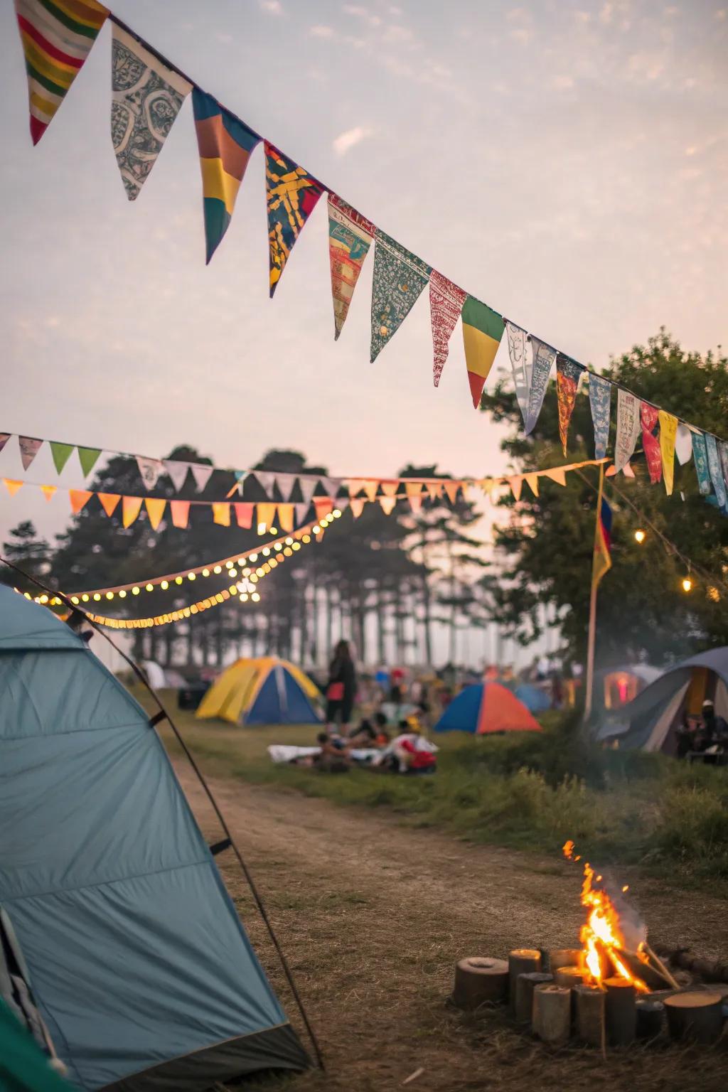 Banners and streamers inject hue and festivity into your campsite.
