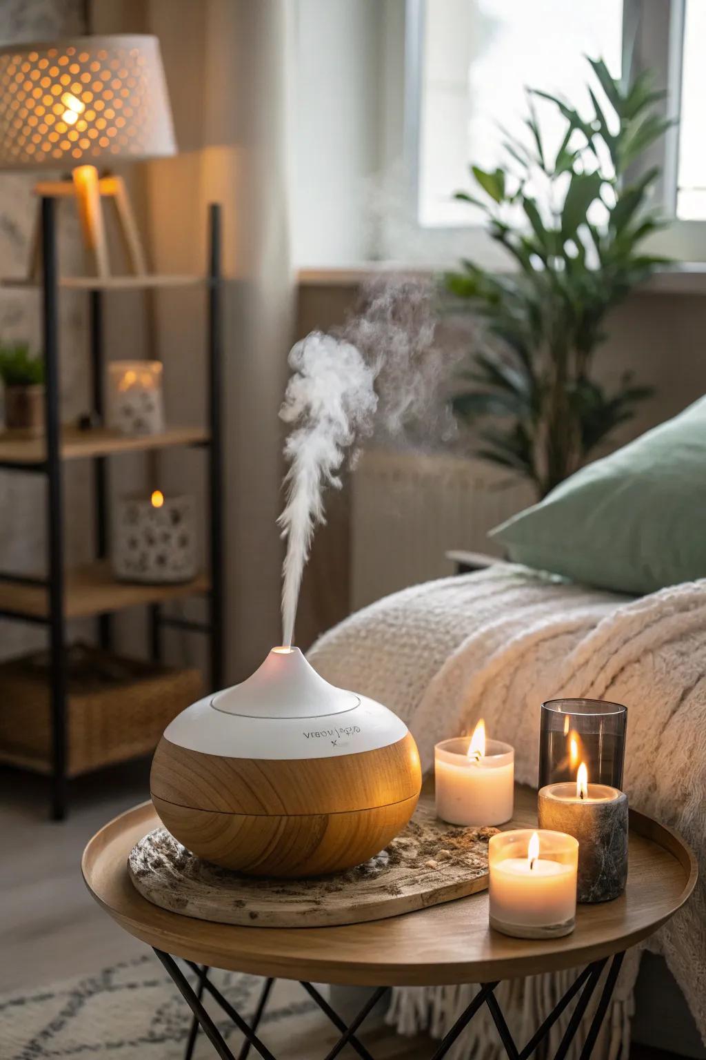 Aromatherapy includes a calming scent.