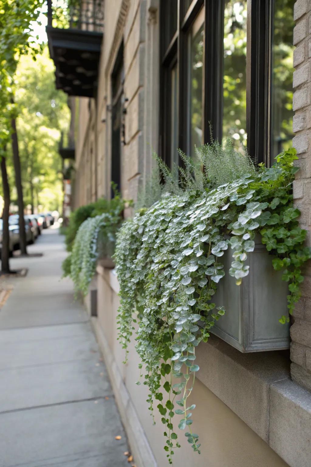 Any display is given a modern, silvery touch by Silver Falls Dichondra.