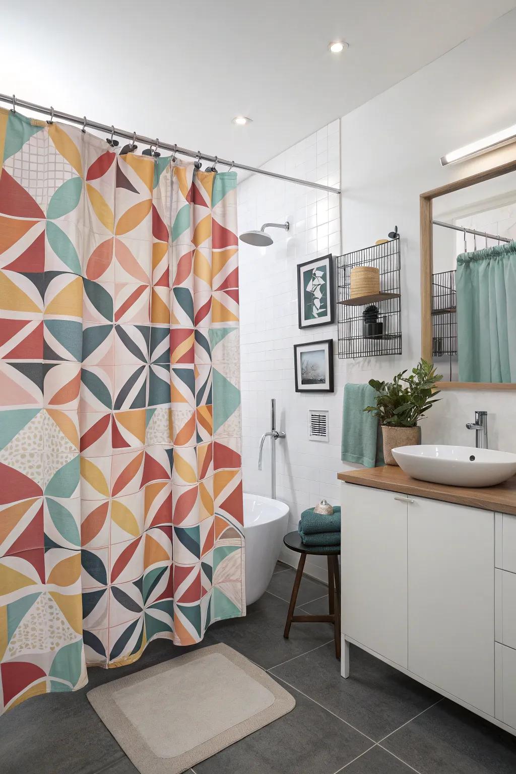 Abstract patterns turn your bathroom into a haven of art.