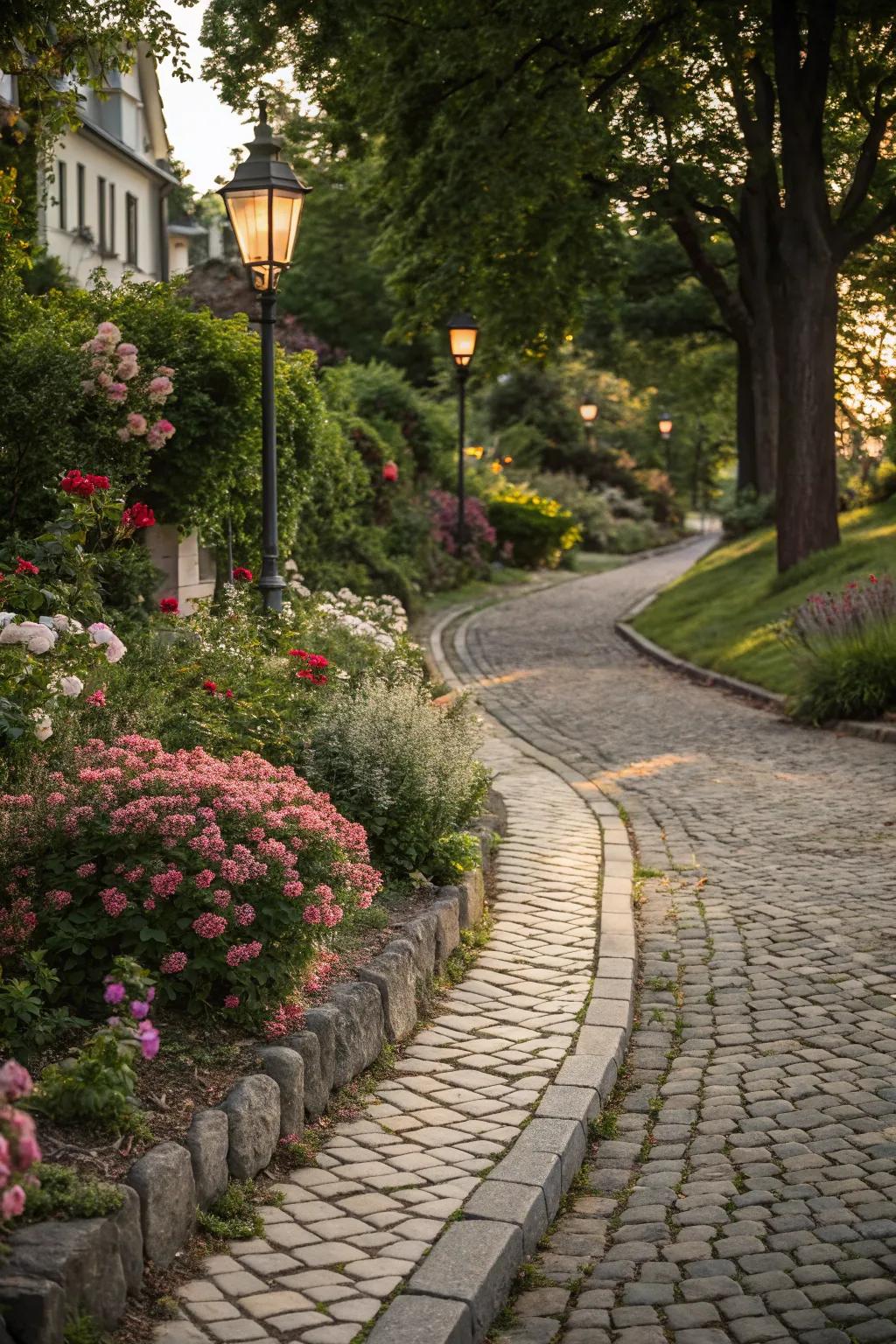 Cobblestones add timeless allure to any sidewalk.