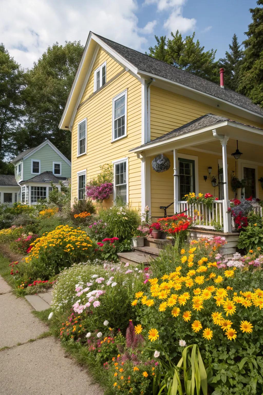 Sunny aureate cladding for a cheerful and welcoming abode.
