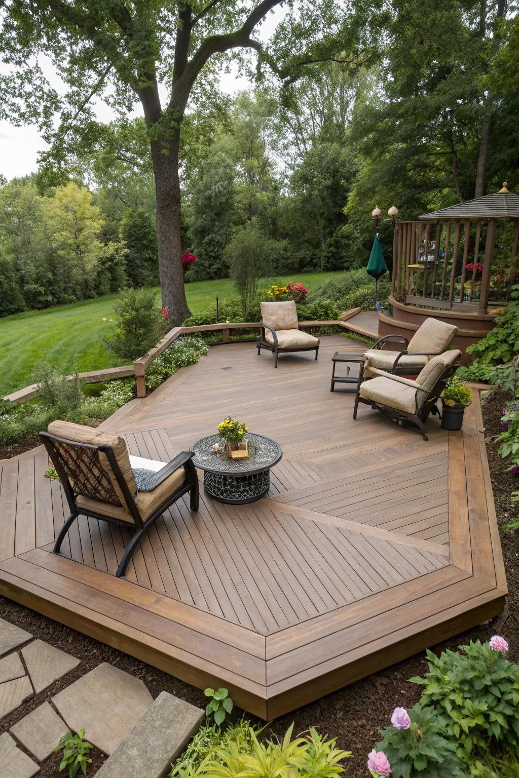 An unusually structured deck injects architectural intrigue into your outdoor area.