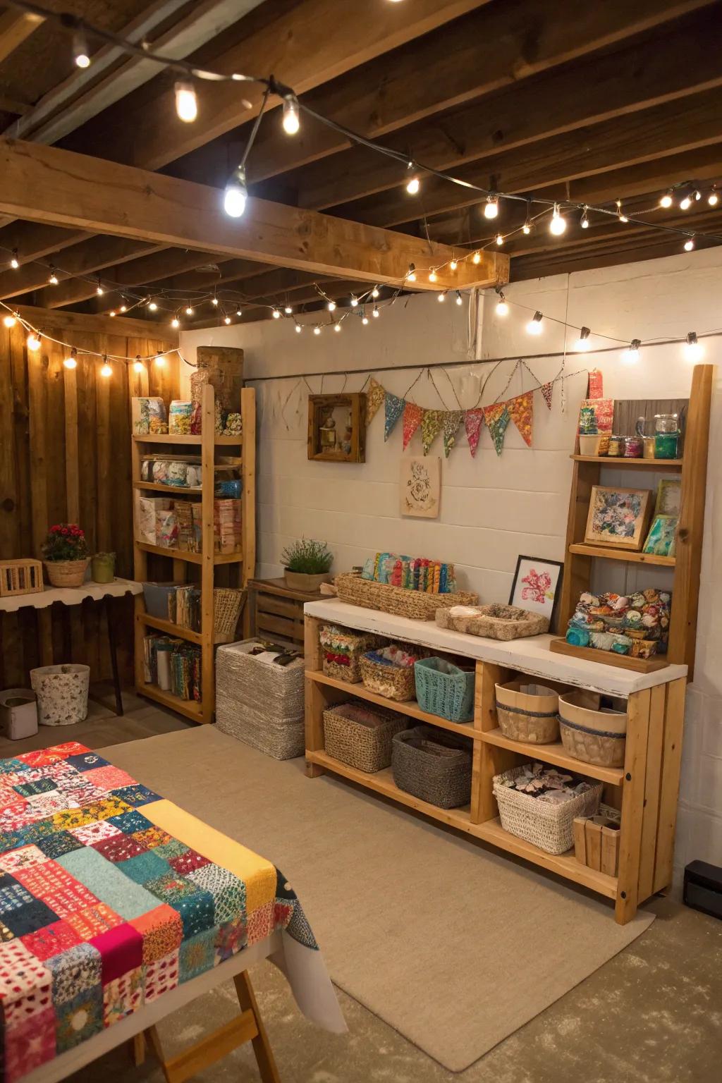 Handmade items add a personal touch to your basement.