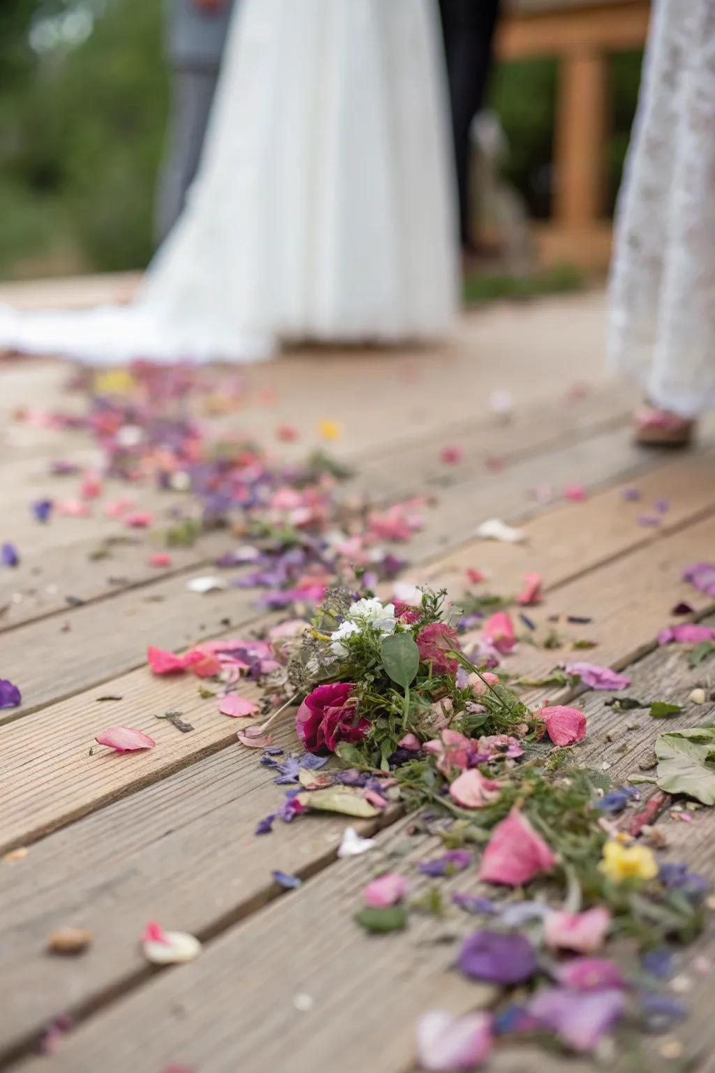 Eco-friendly confetti made from dried blossoms is beautiful and sustainable.