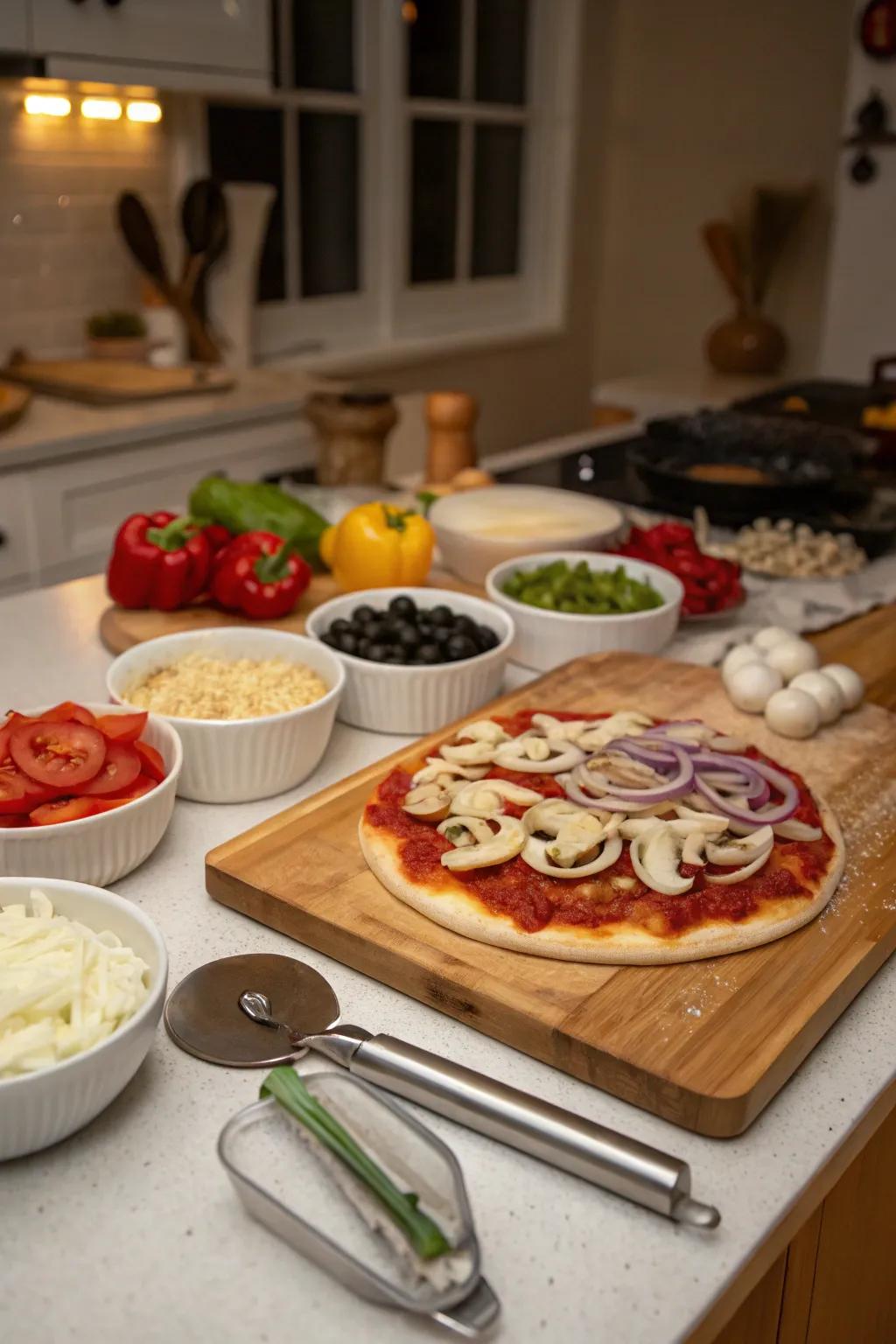 Cook up some joy using a do-it-yourself pizza station.