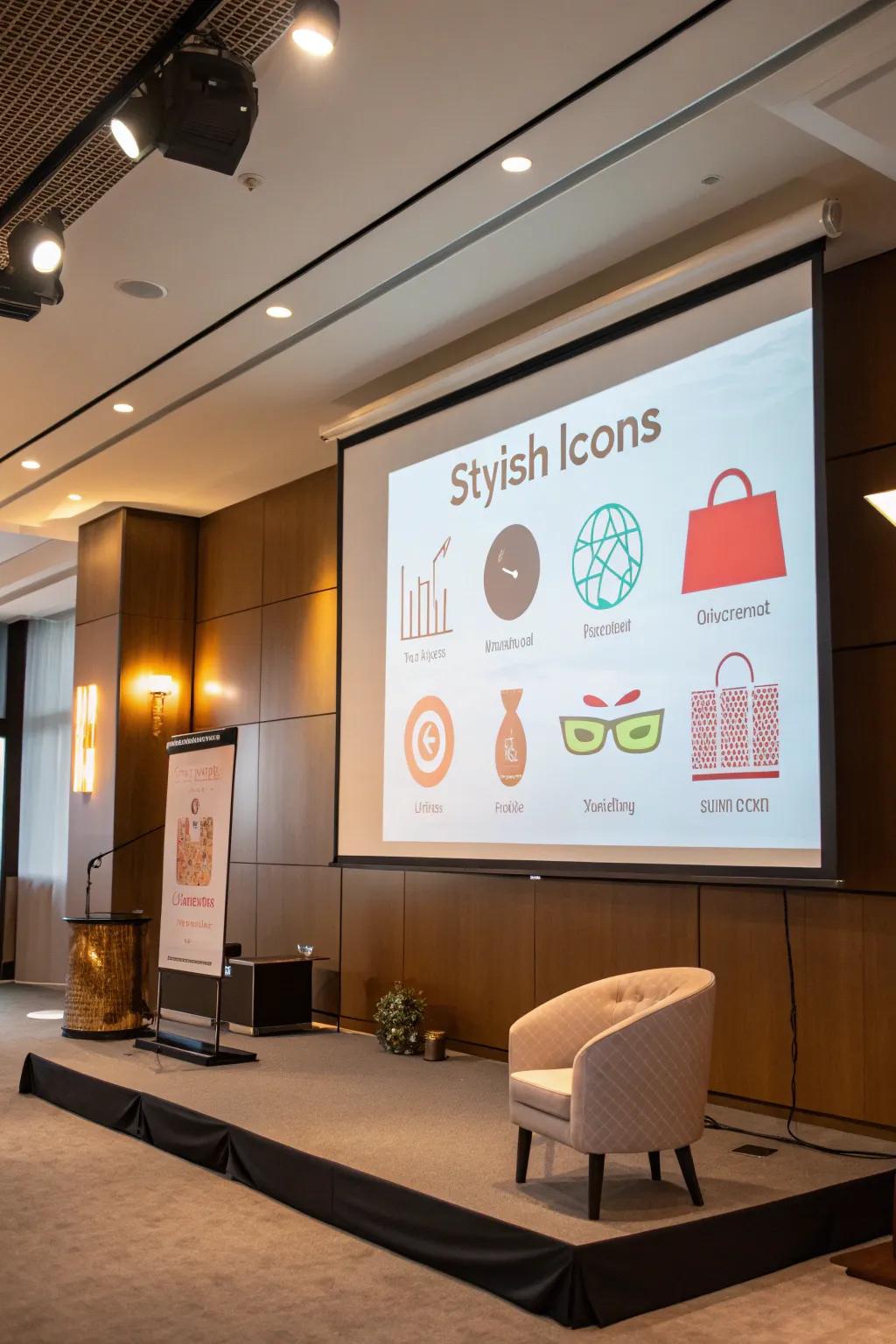Slides enhanced with stylish and succinct symbols.