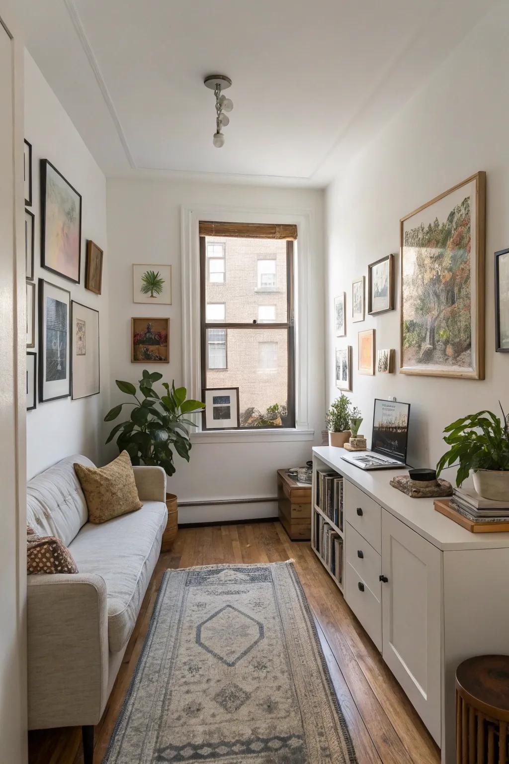 Simple décor with a personal touch elevates a small space.