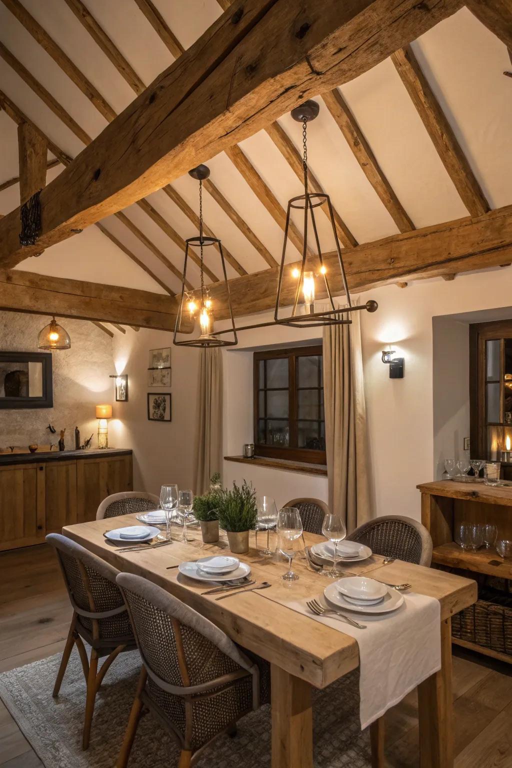 A harmonious blend of contemporary and classic facets within this dining space.