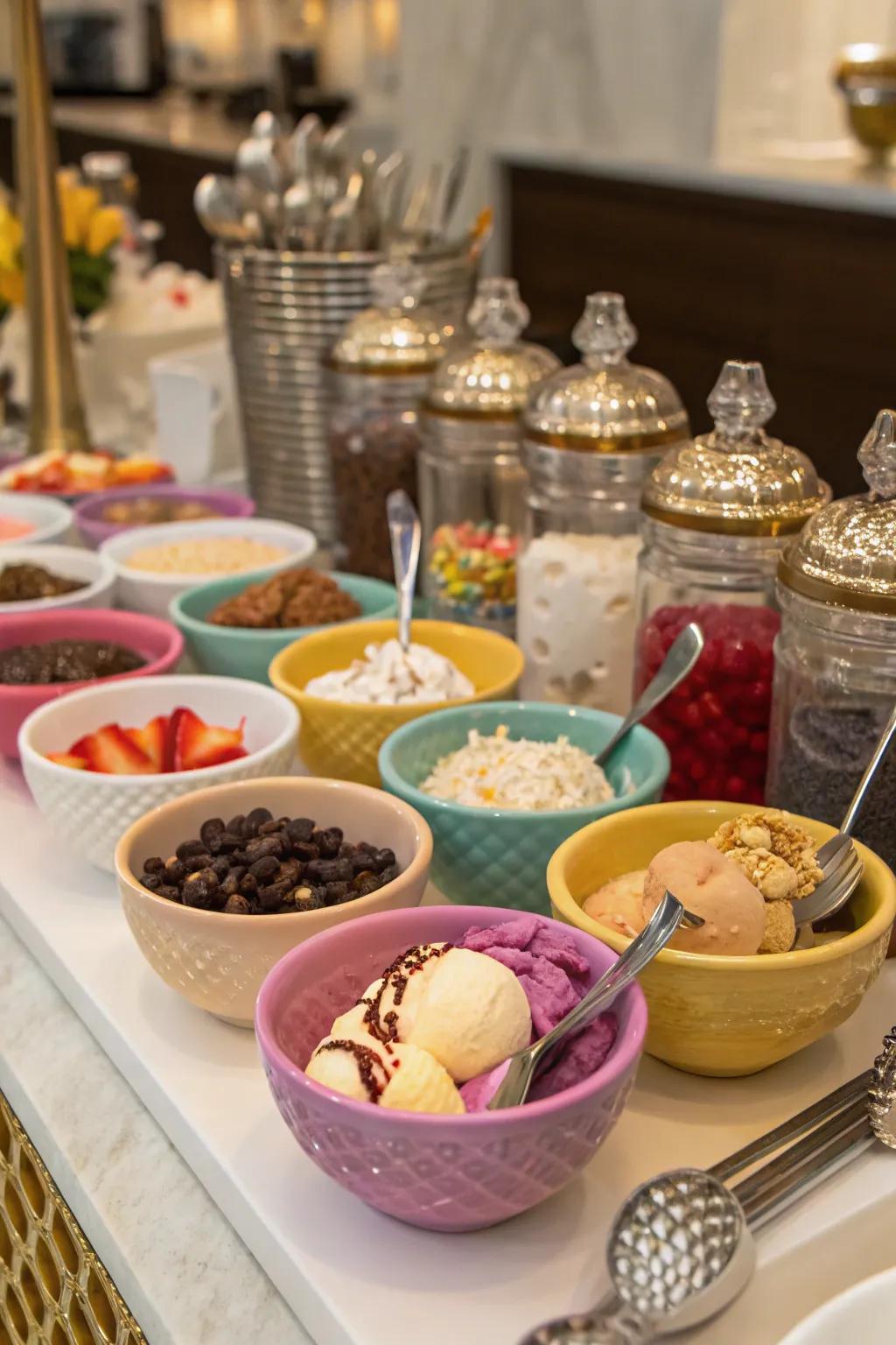 An inviting ice cream sundae corner ideal for a sweet indulgence.
