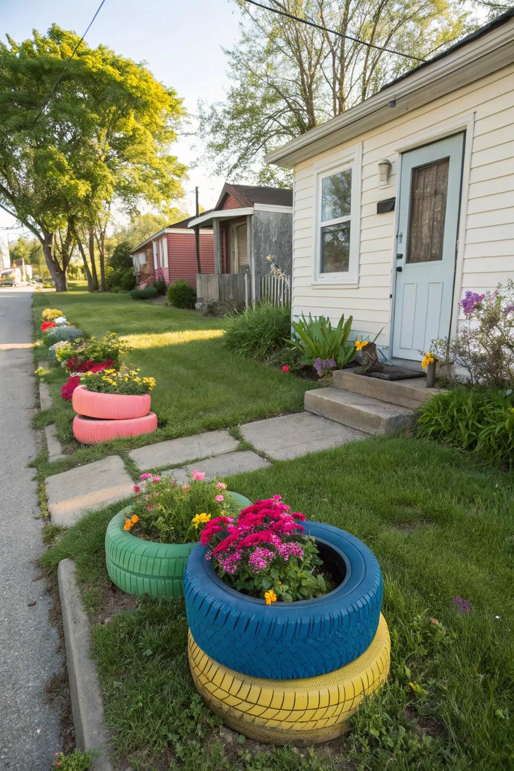 Upcycled materials bring a unique charm to the garden.