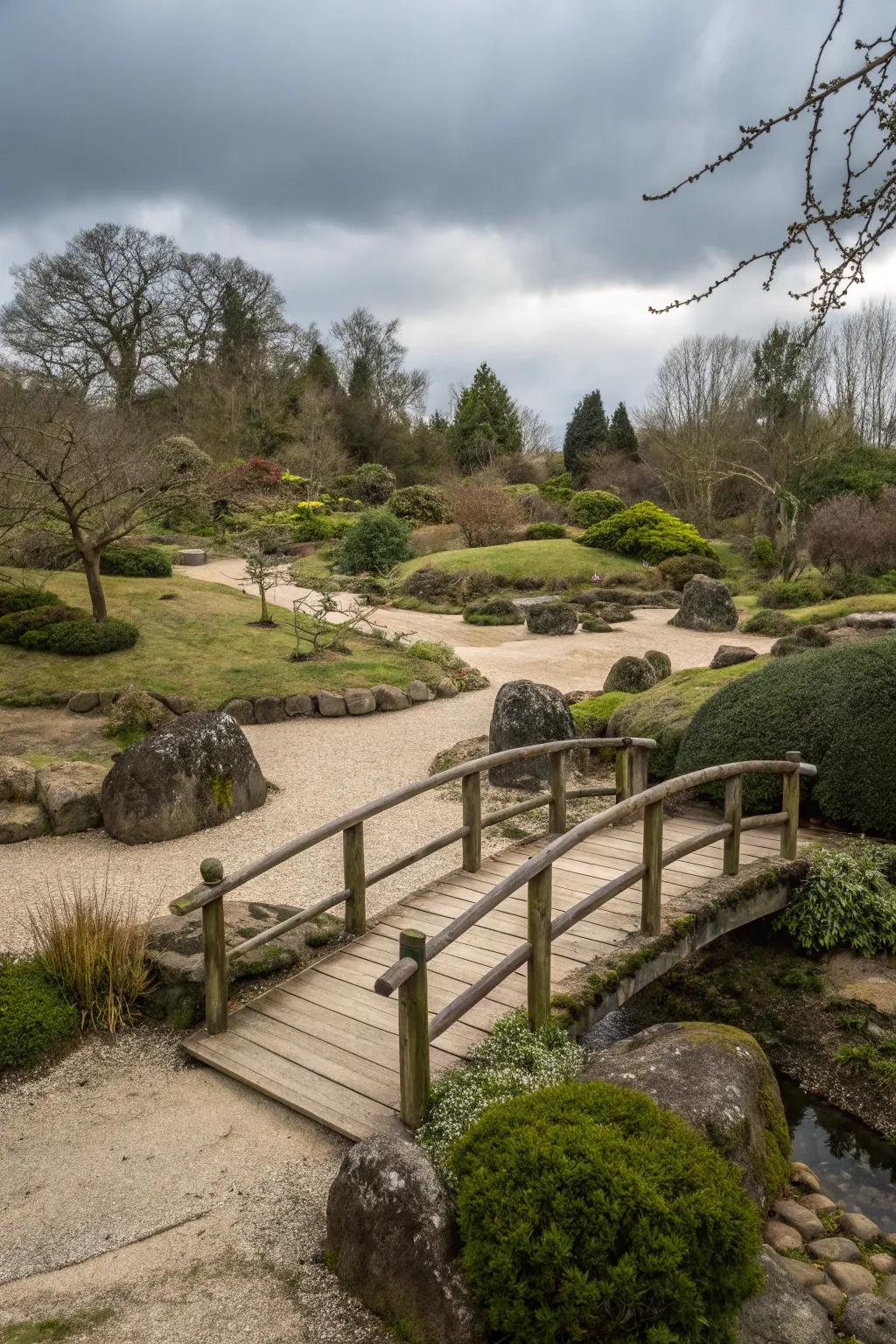 A small footbridge adding charm and a sense of journey.