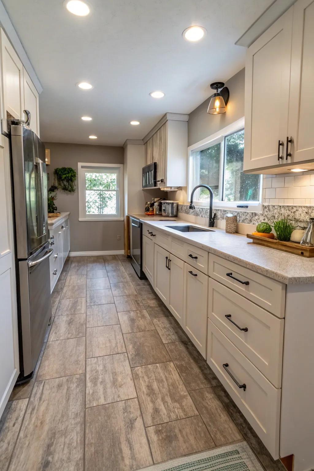 Resilient floors ensure longevity and practicality.