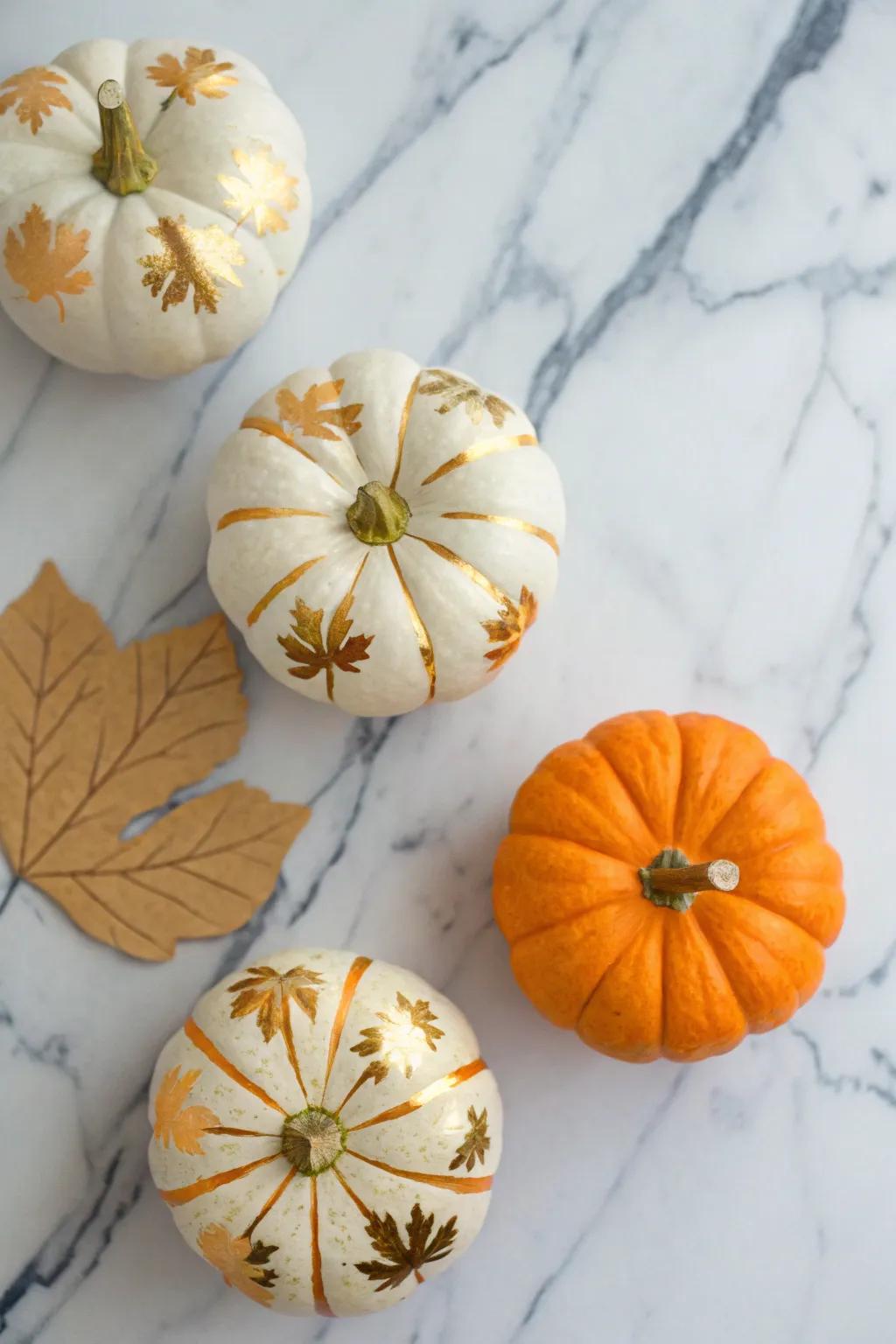 Gold leaf squashes bring a hint of luxury and elegance to any setting.