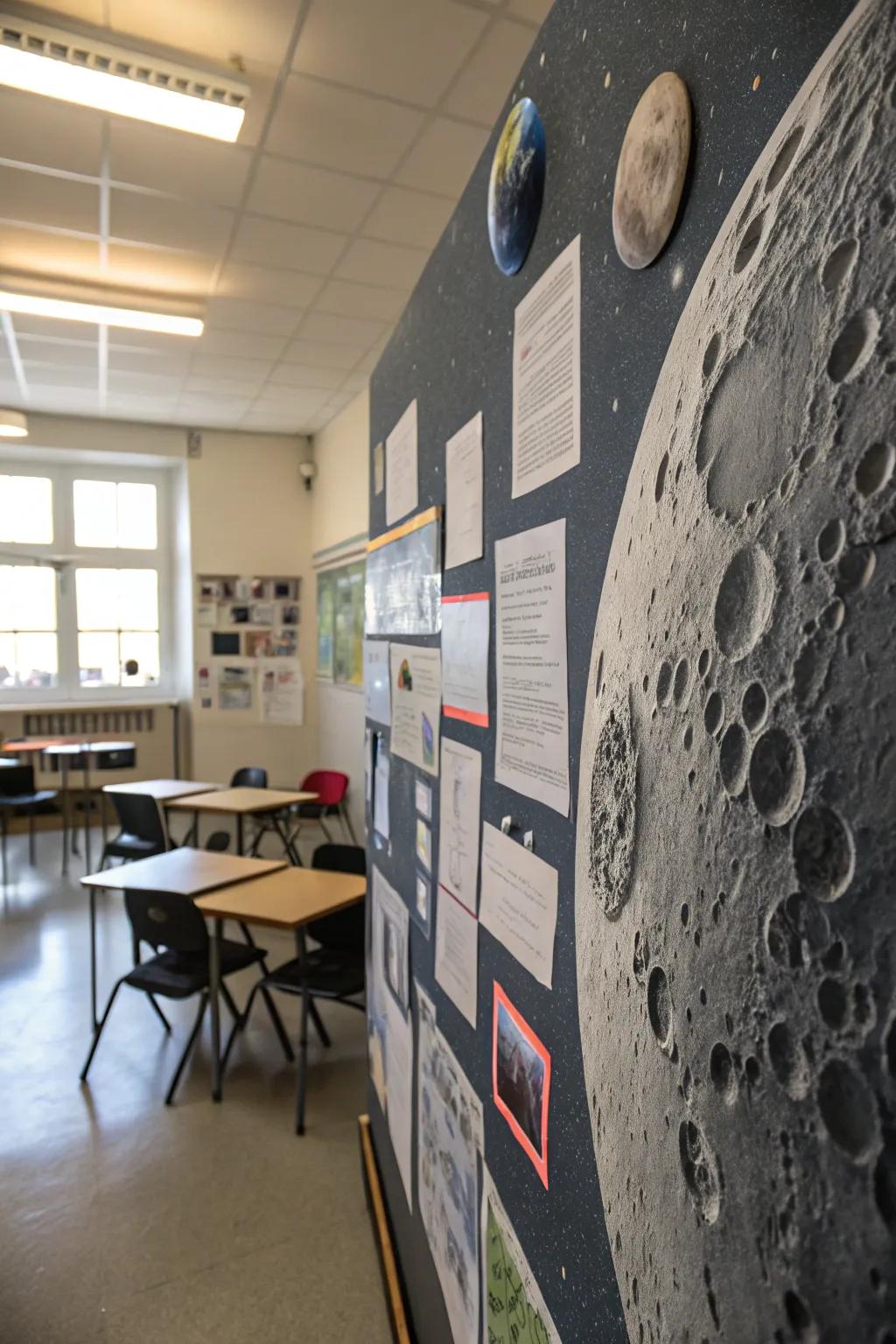 Enhance the board using a textured lunar surface.