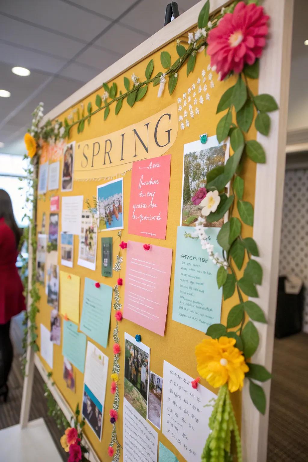 Encouraging affirmations including depth to the spring bulletin board.