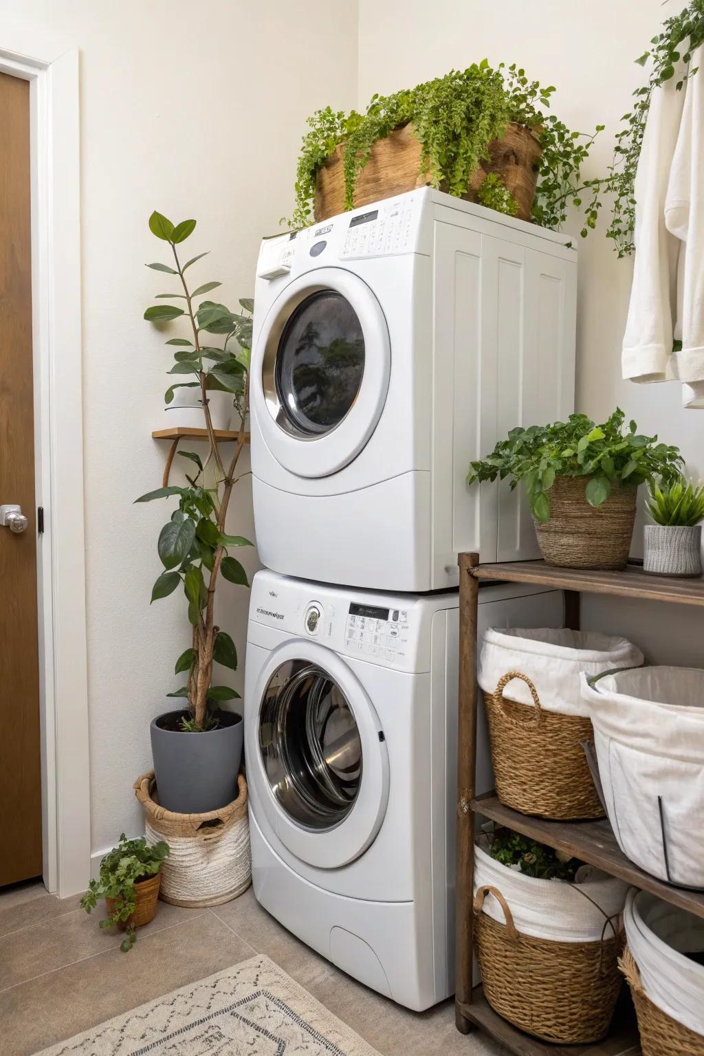 Greenery gives a fresh and lively touch to any washing area.