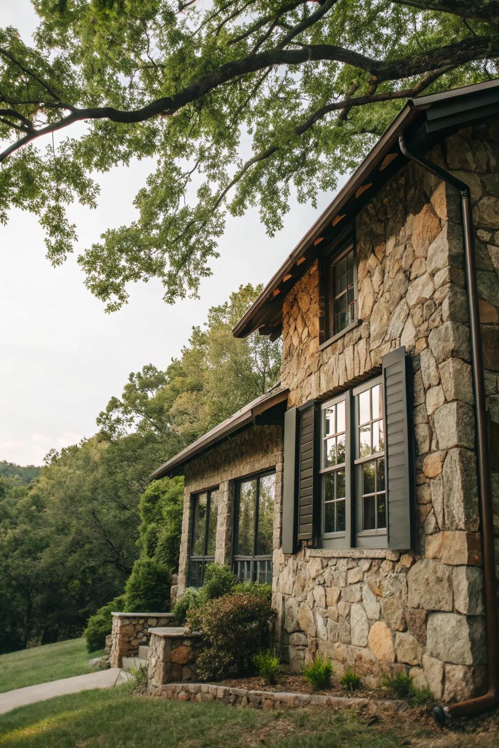 Window frames in stone surfaces add character and charm.