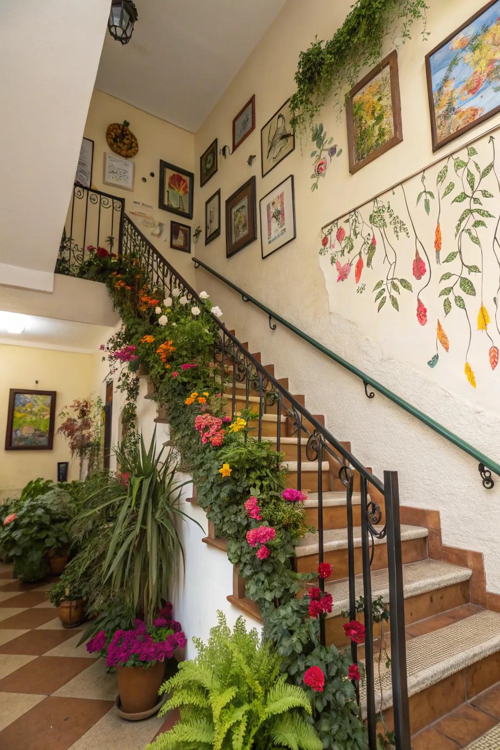 Decorative highlights enhance the railing’s visual impact.