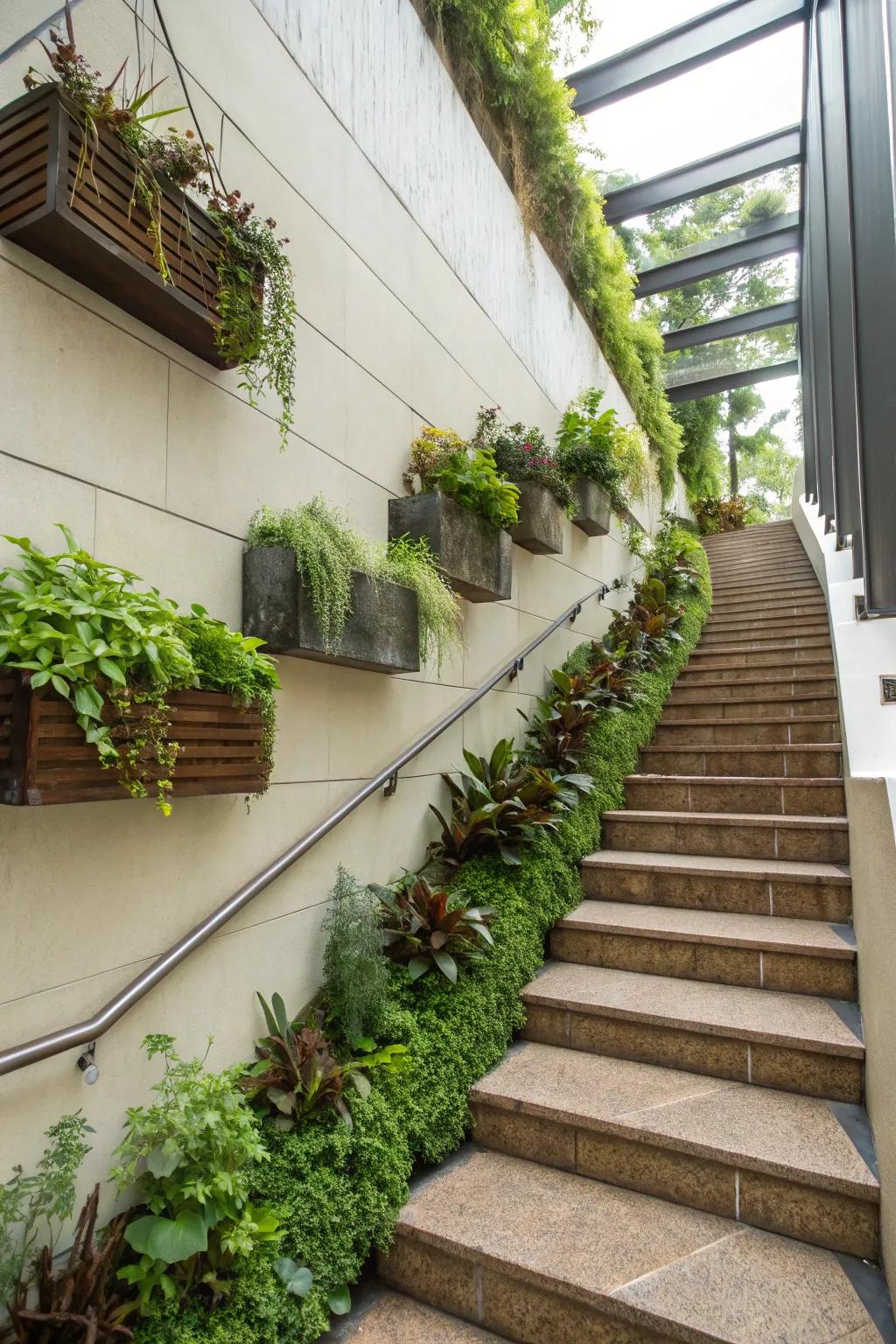 Infuse your staircase with vitality through beautiful plant decor.