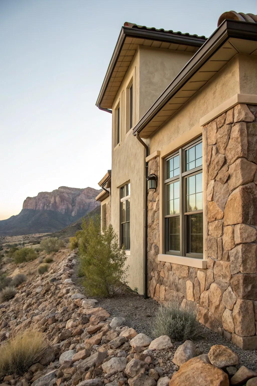 Stone-look edges add a timeless appeal to this natural setting.