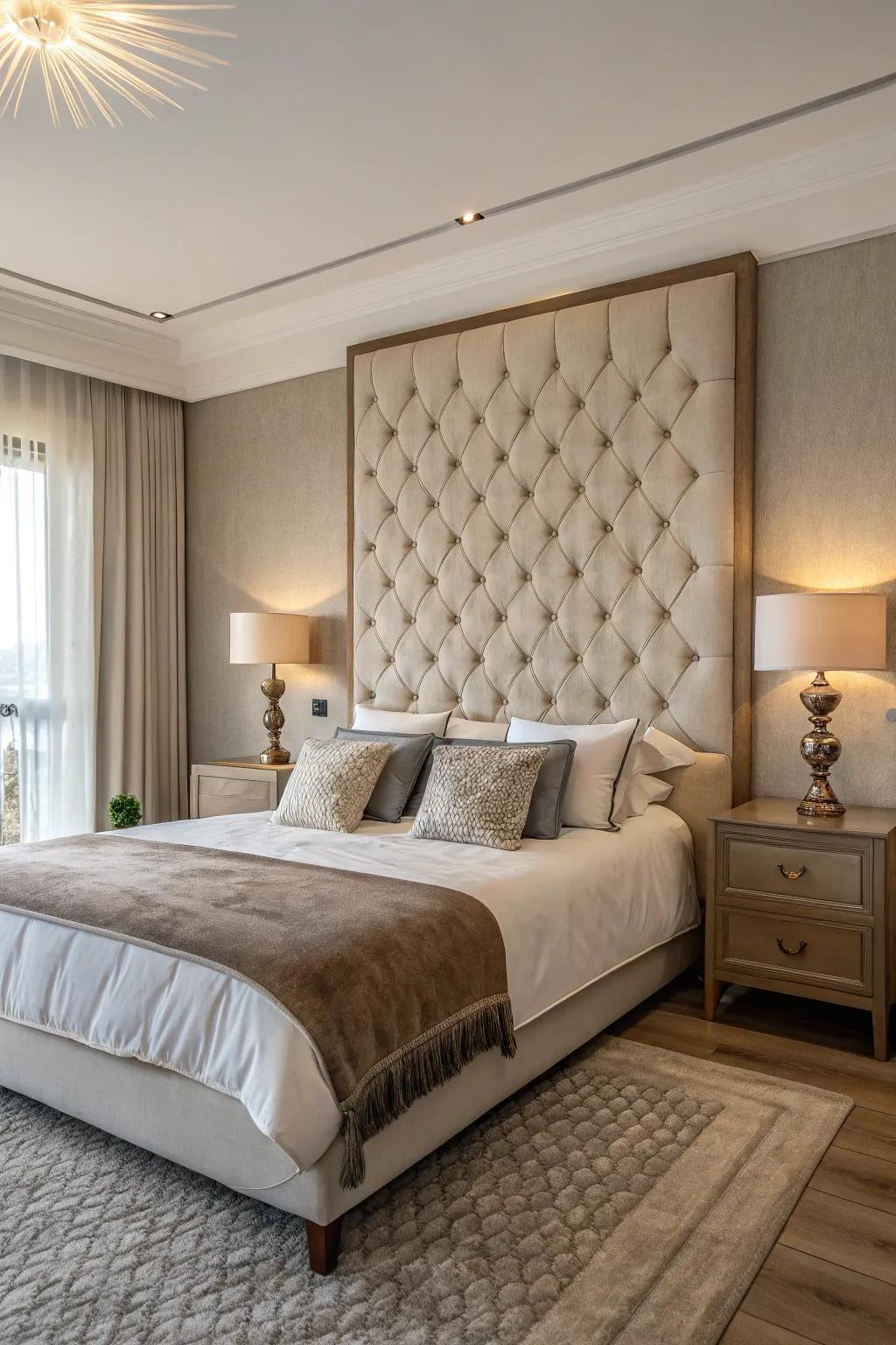 Stabilize your bed with a striking headboard.