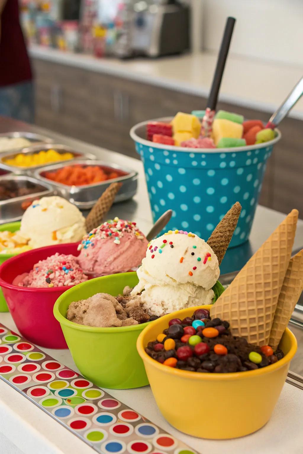 An appealing DIY ice cream bar for sweet summer indulgences.
