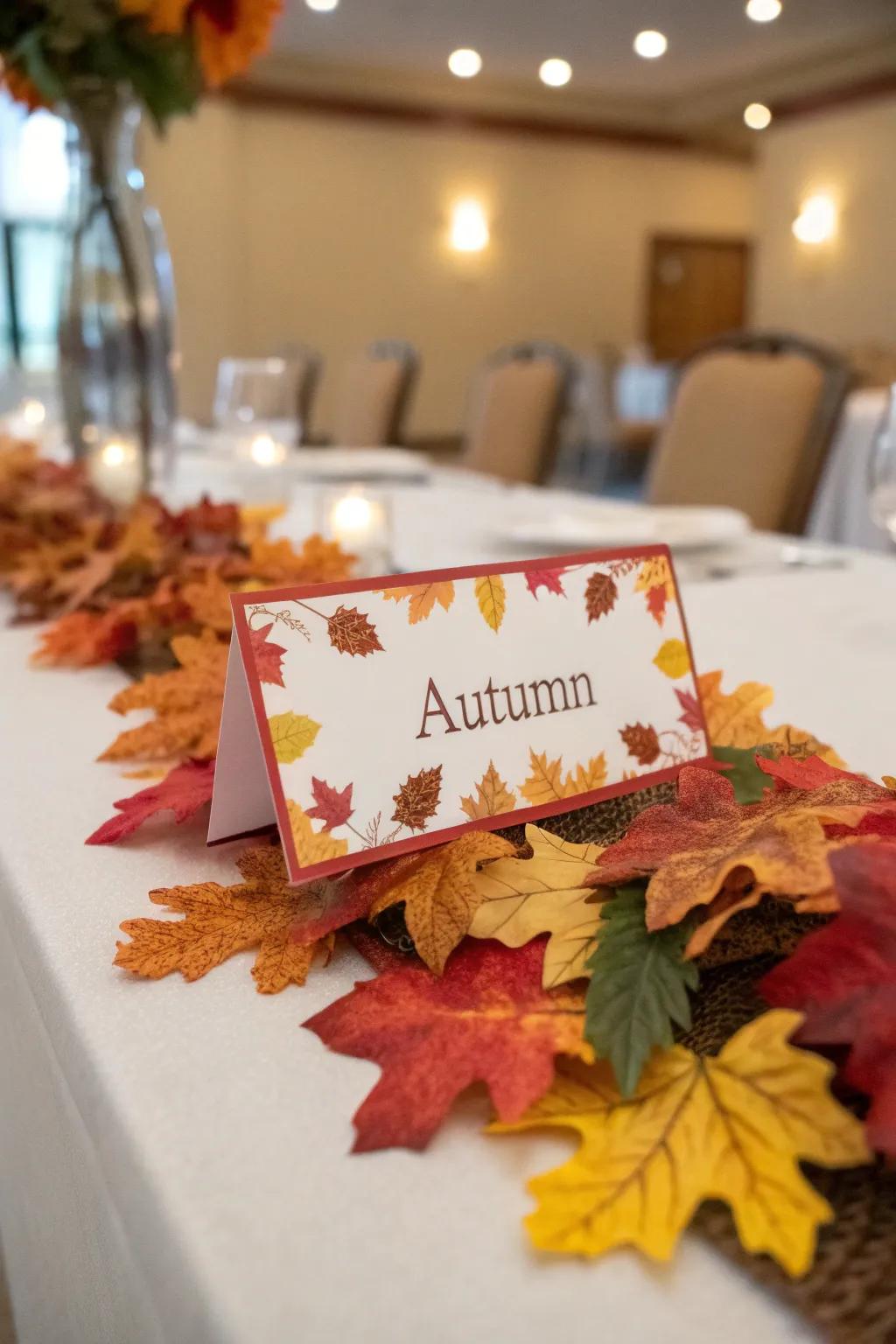 Seasonal table names highlight the natural beauty of the event.
