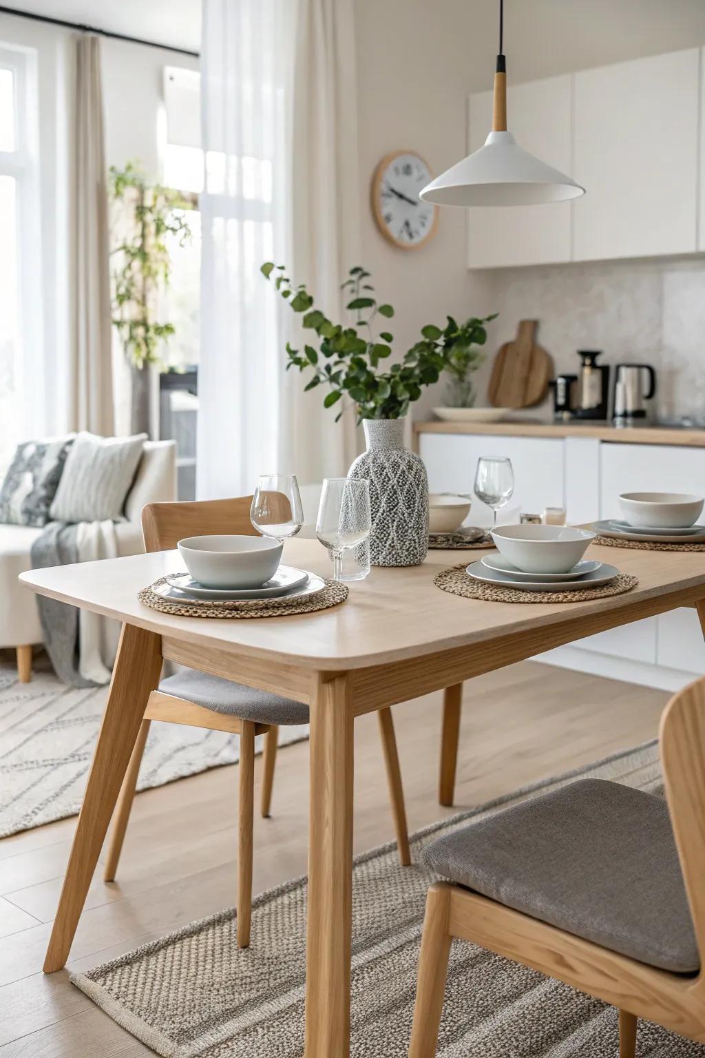 Embrace simple Scandinavian design for an airy tabletop design.