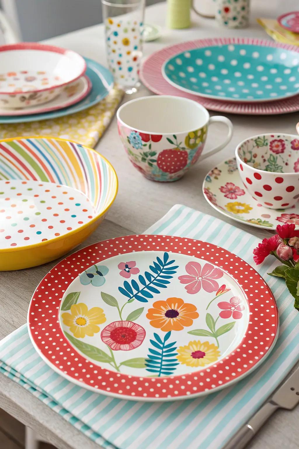 An eclectic mix of patterns brings personality to the table.