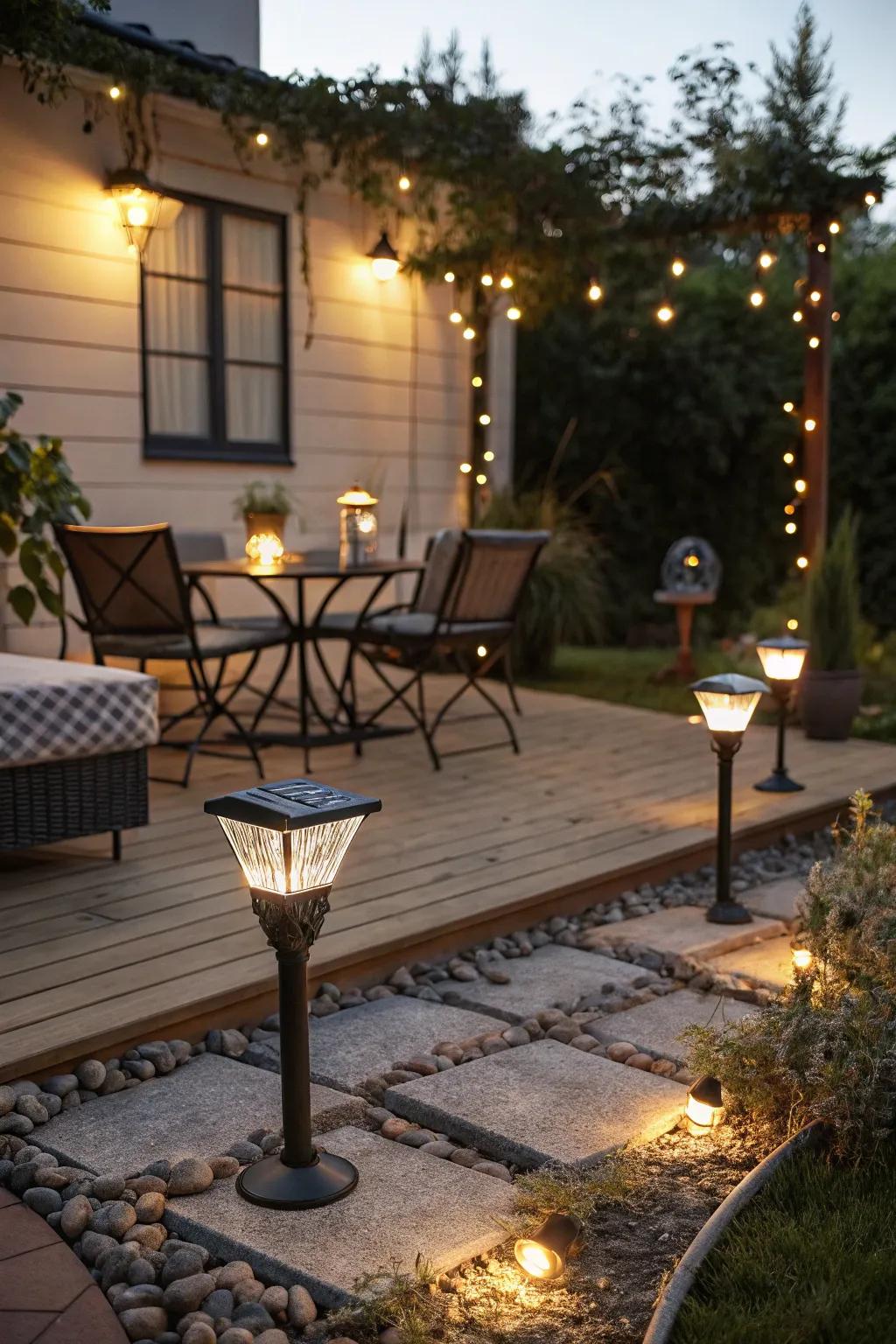 Solar lights deliver sustainable radiance for terraces.