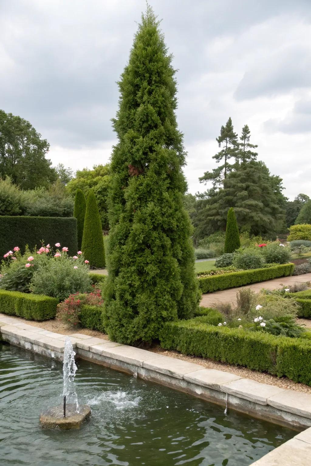 Use Evergreens as an accent to emphasize garden focal points.