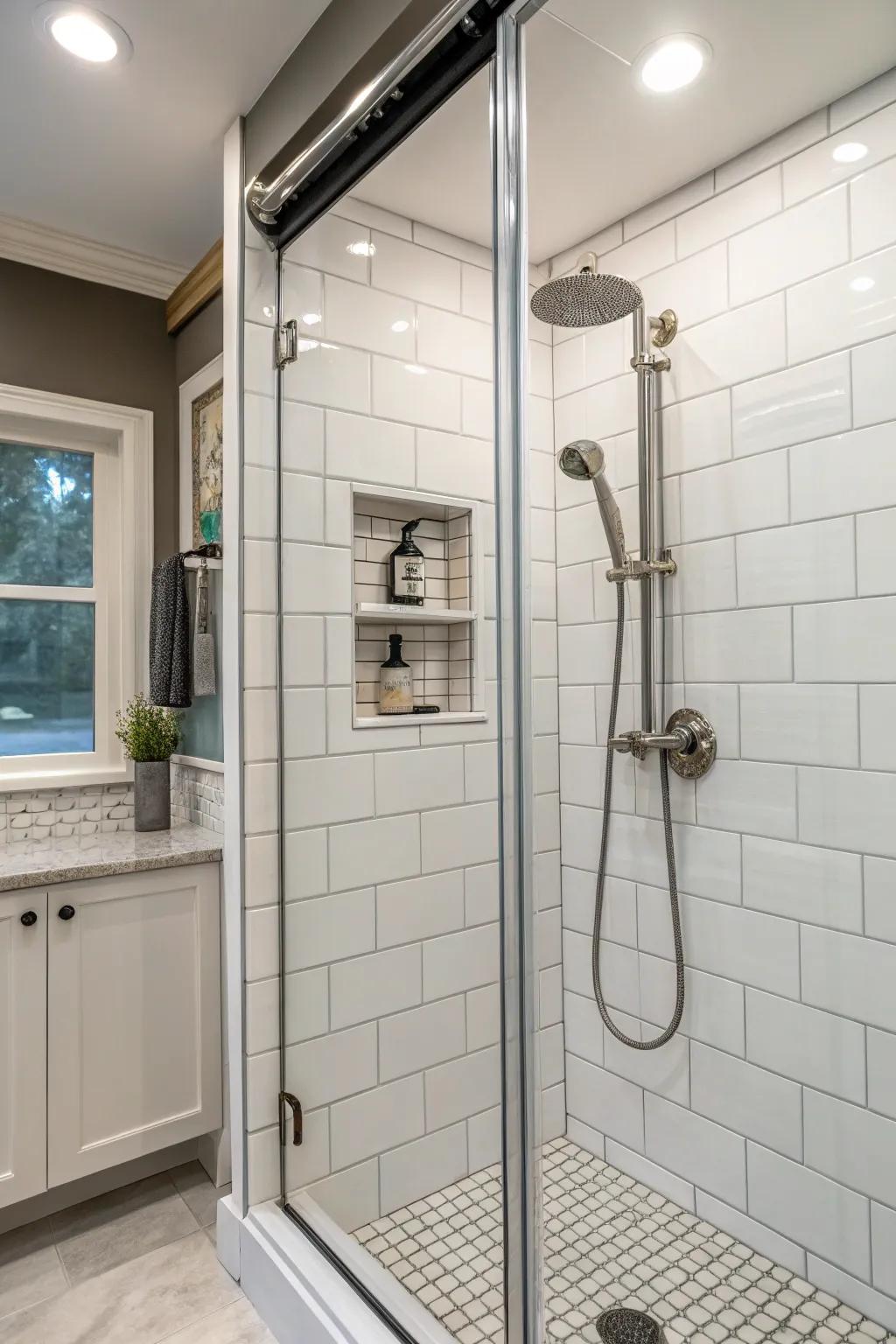 Inside corner trims offer a polished, professional look for tiled corners.