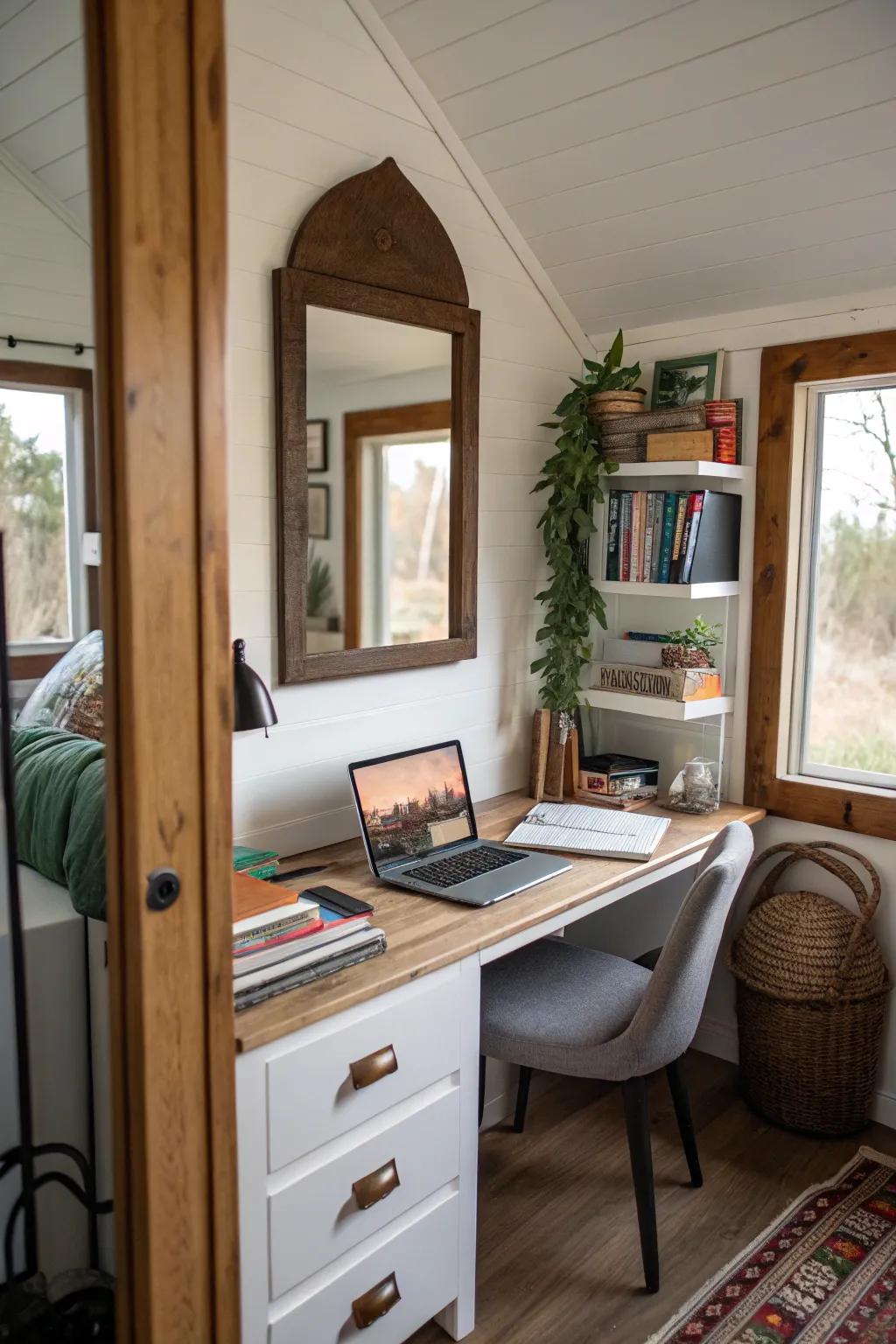 Mirrors have the ability to visually enlarge and lighten a small space.