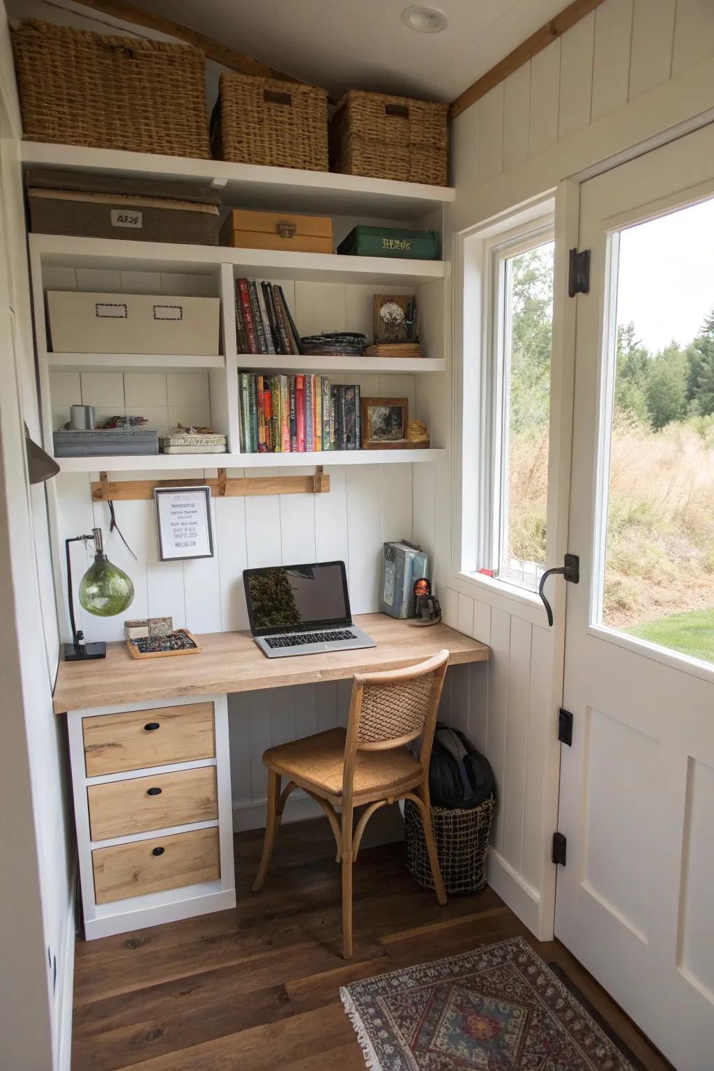 Wardrobe offices provide privacy and practical usage, tucked discreetly in your small home.