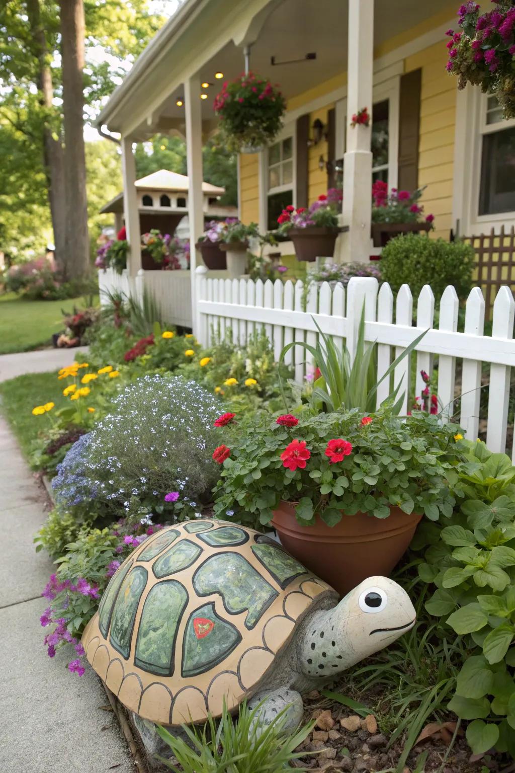 Playful garden art contributes charm and individuality to your tropical backyard.