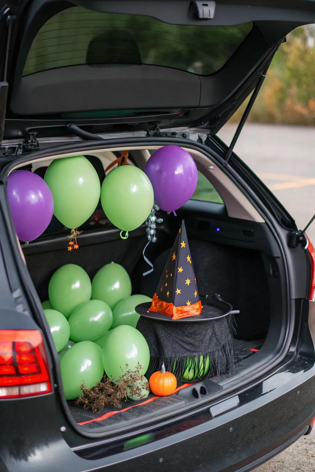 Air spheres contribute a quirky splash of color to your witch theme.