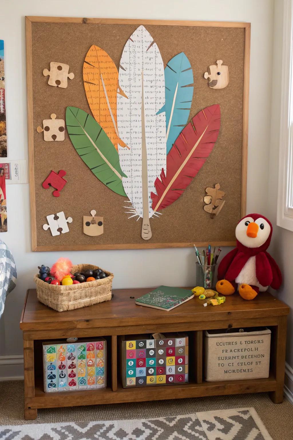 A puzzle piece turkey promotes collaboration and creativity.