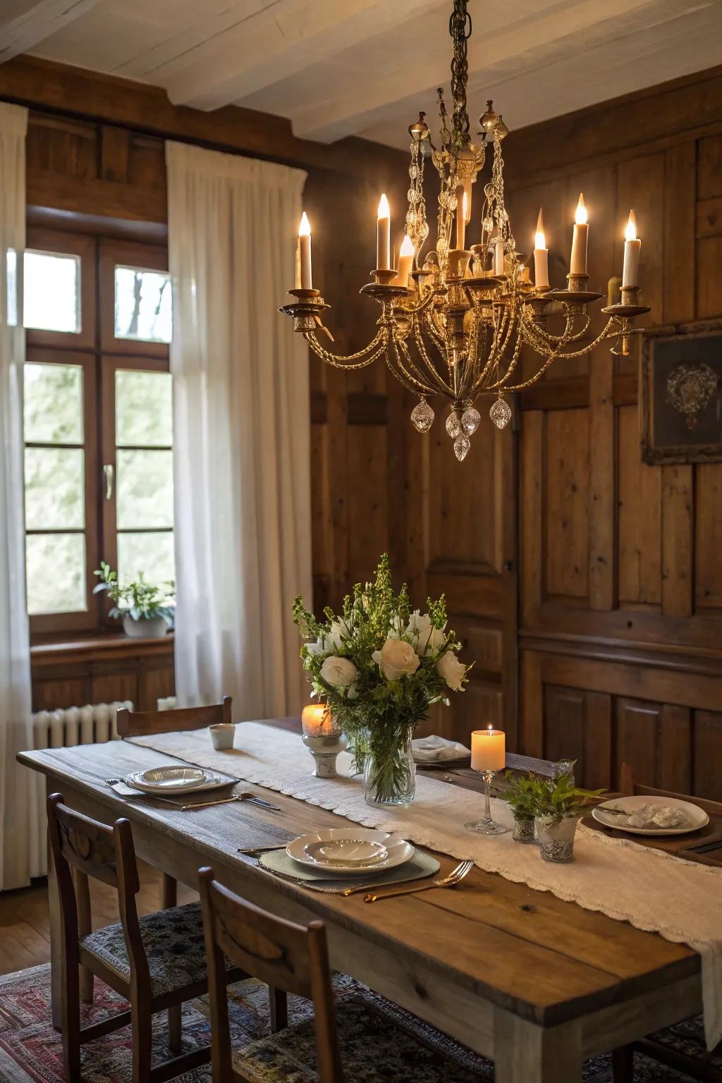 Candle chandeliers offer a romantic lighting option.