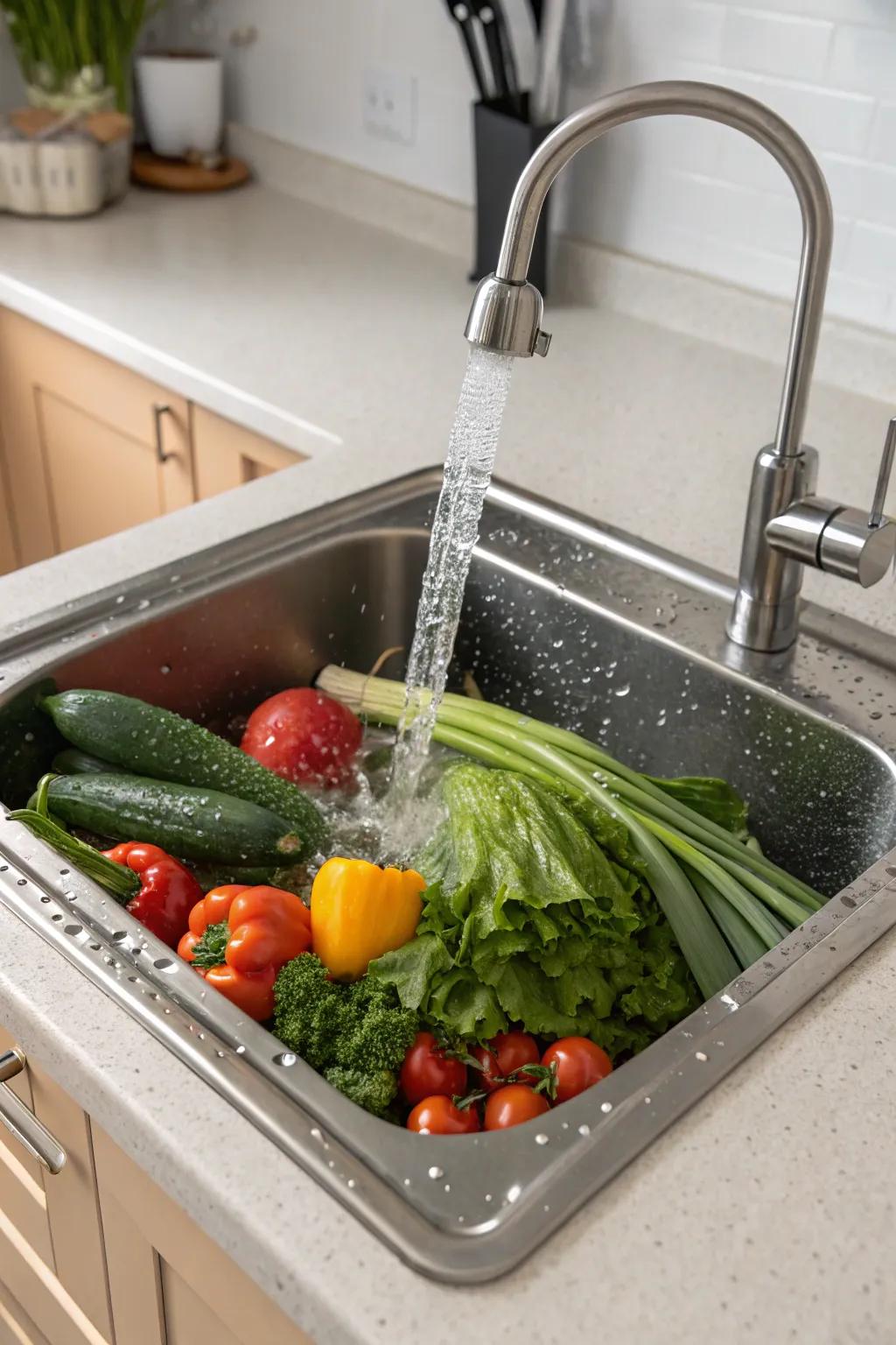 An undermount sink with an effective filtration unit designed for uncomplicated washing.