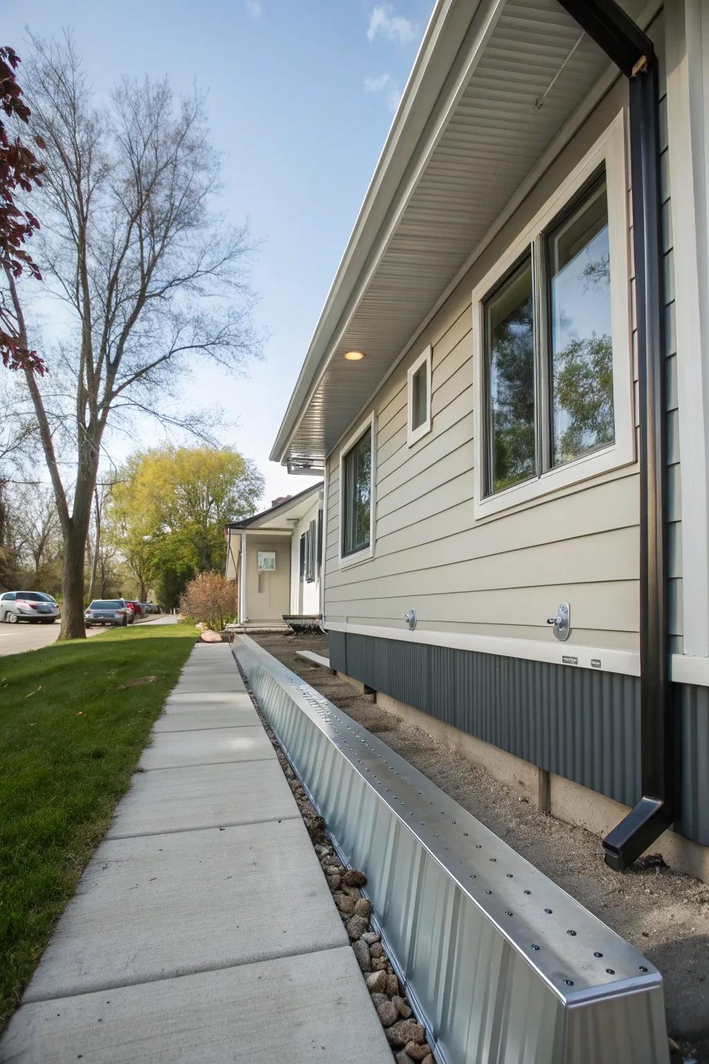 Accomplish a modern aesthetic with durable steel skirting.