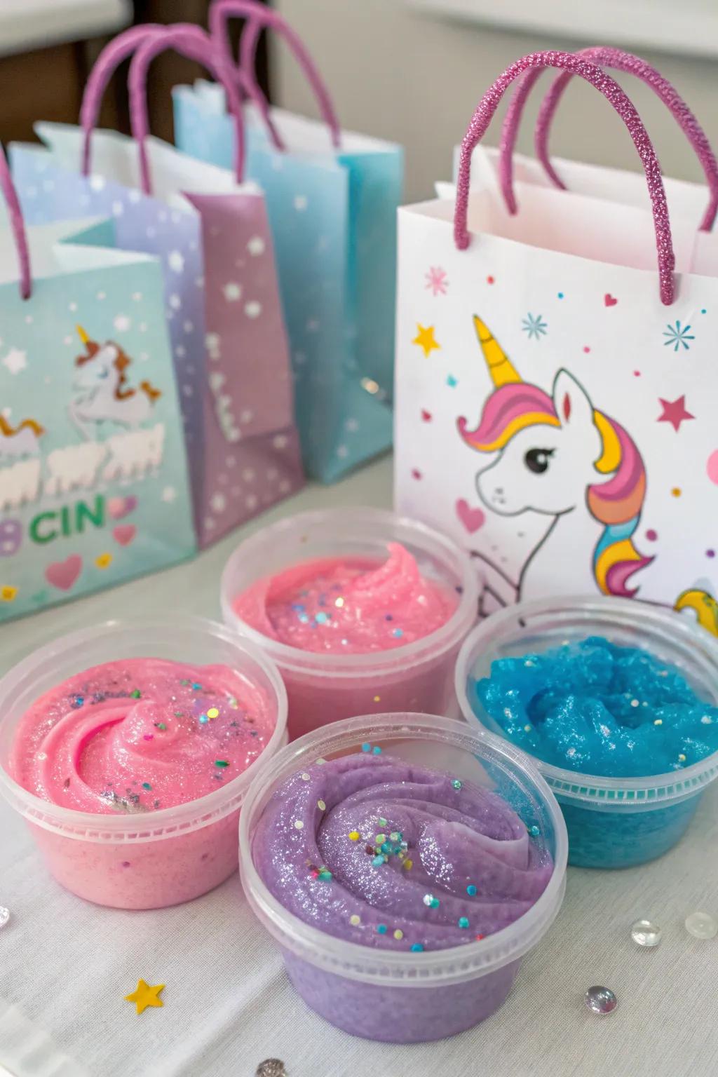 Slime-filled equine favor bags for playful amusement.