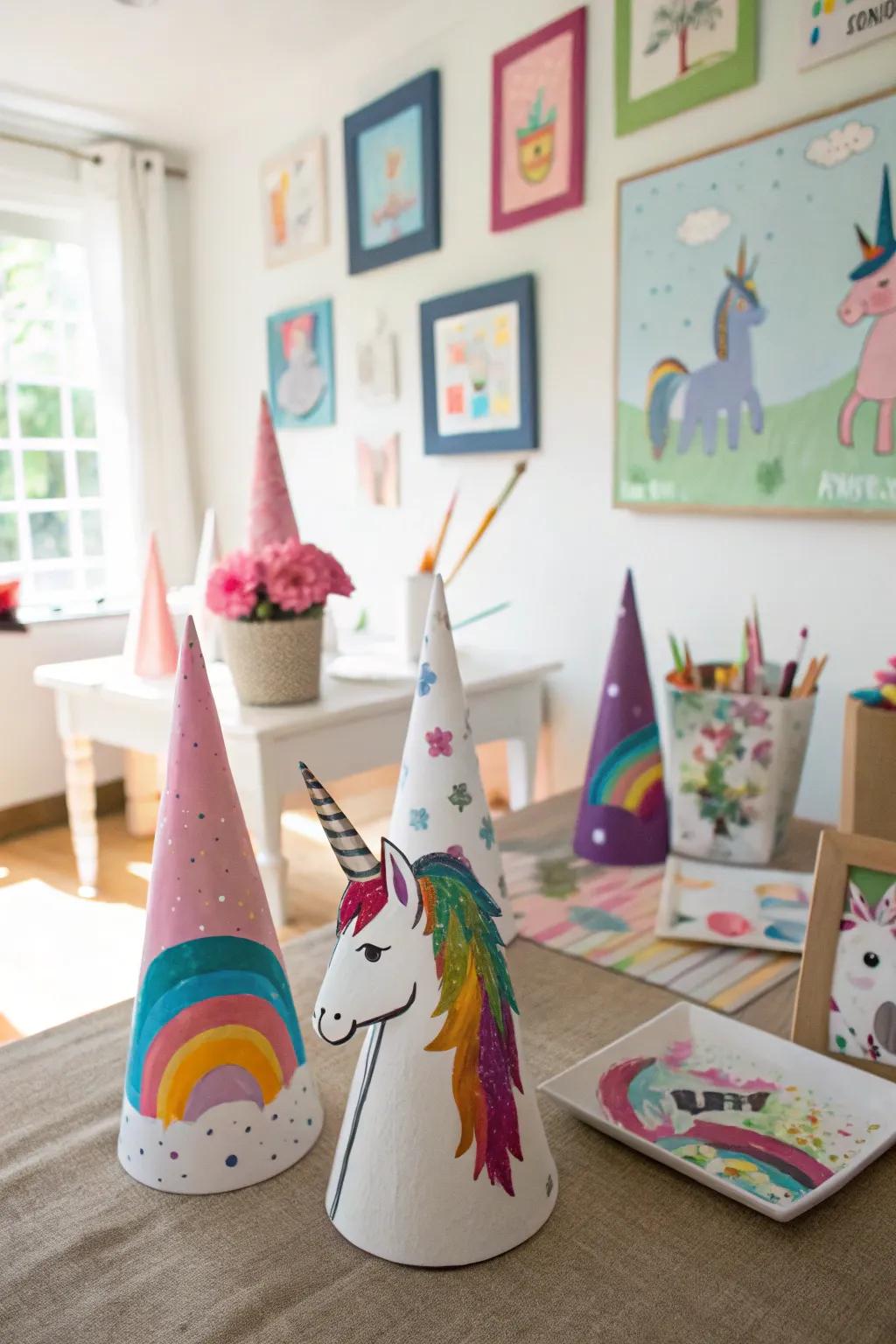 DIY unicorn crafts adding a personal touch to the decor.