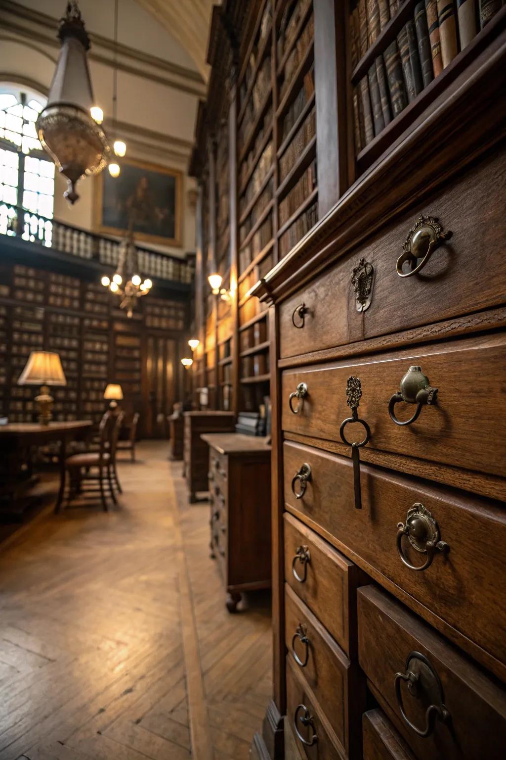 Unlock charm with aged latch knobs.