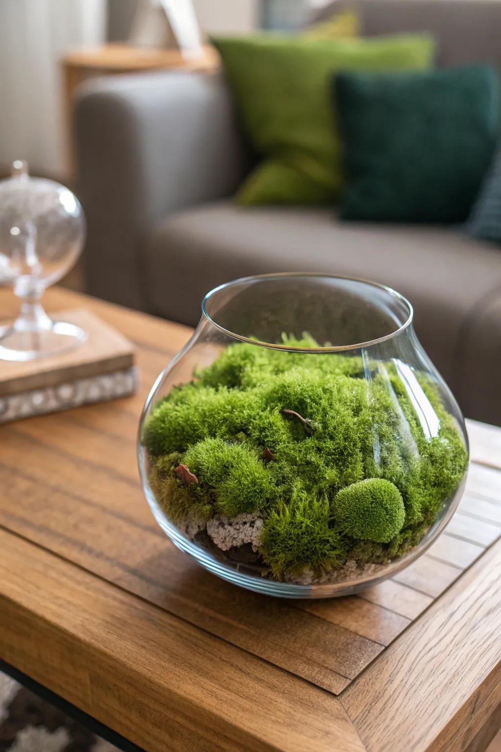 Accept earthy beauty using moss as a filler.