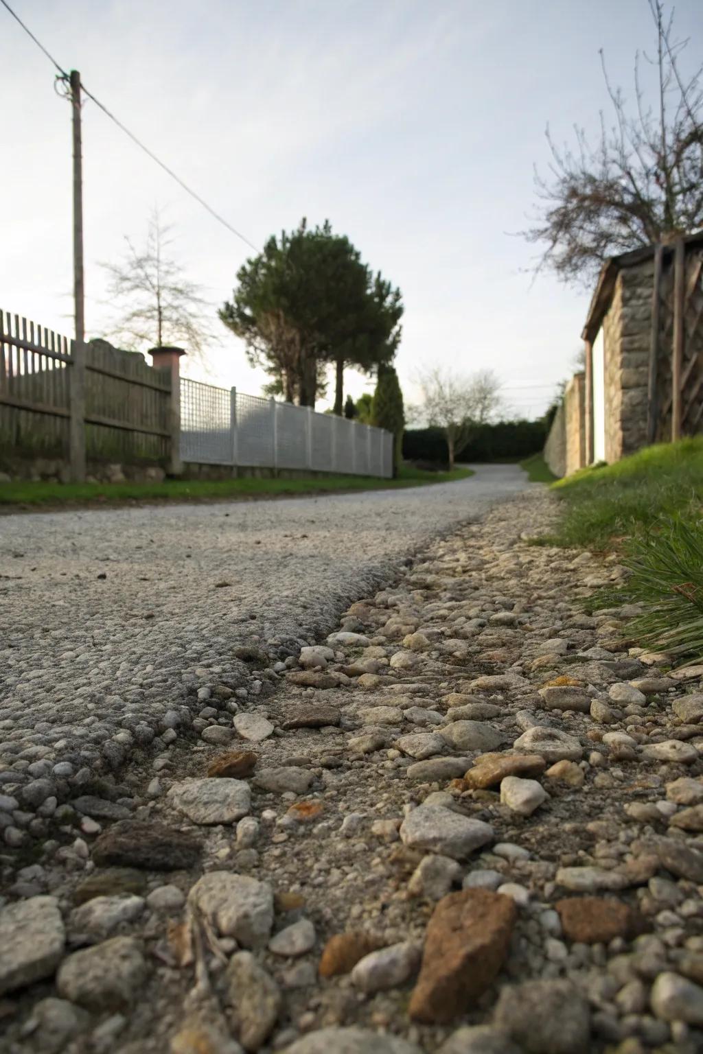 Natural textures create a warm and inviting driveway appeal.