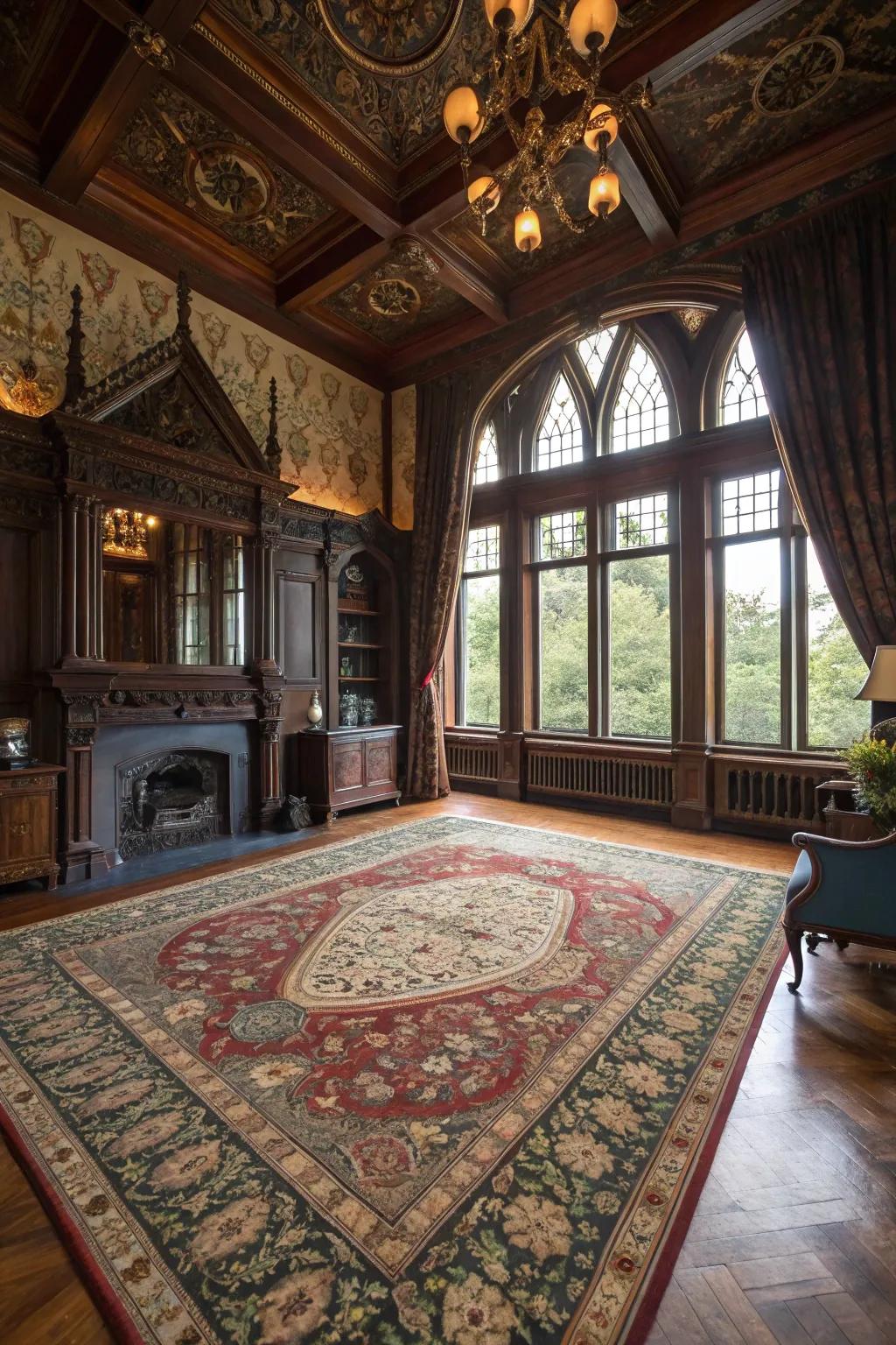 Detailed rugs impart texture and ease beneath.