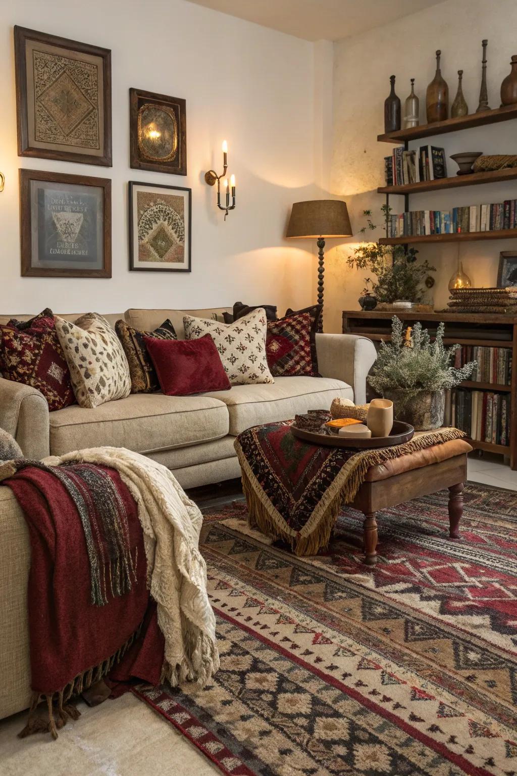 Layered design adds depth and warmth to your family room.