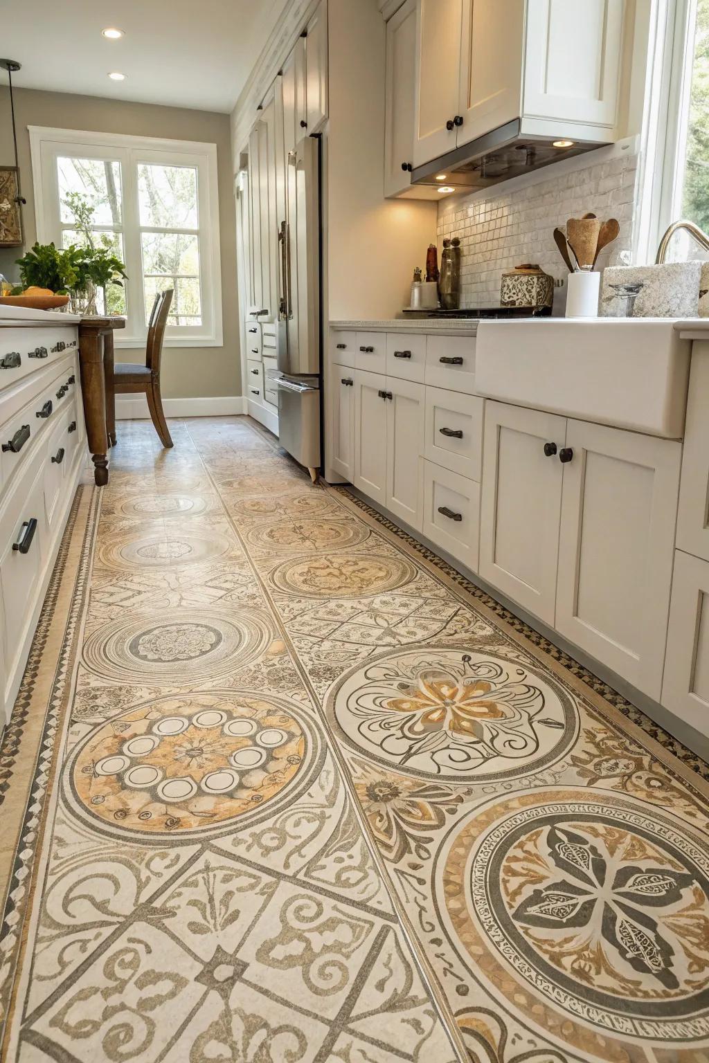 Complex patterns simplified through vinyl flooring.